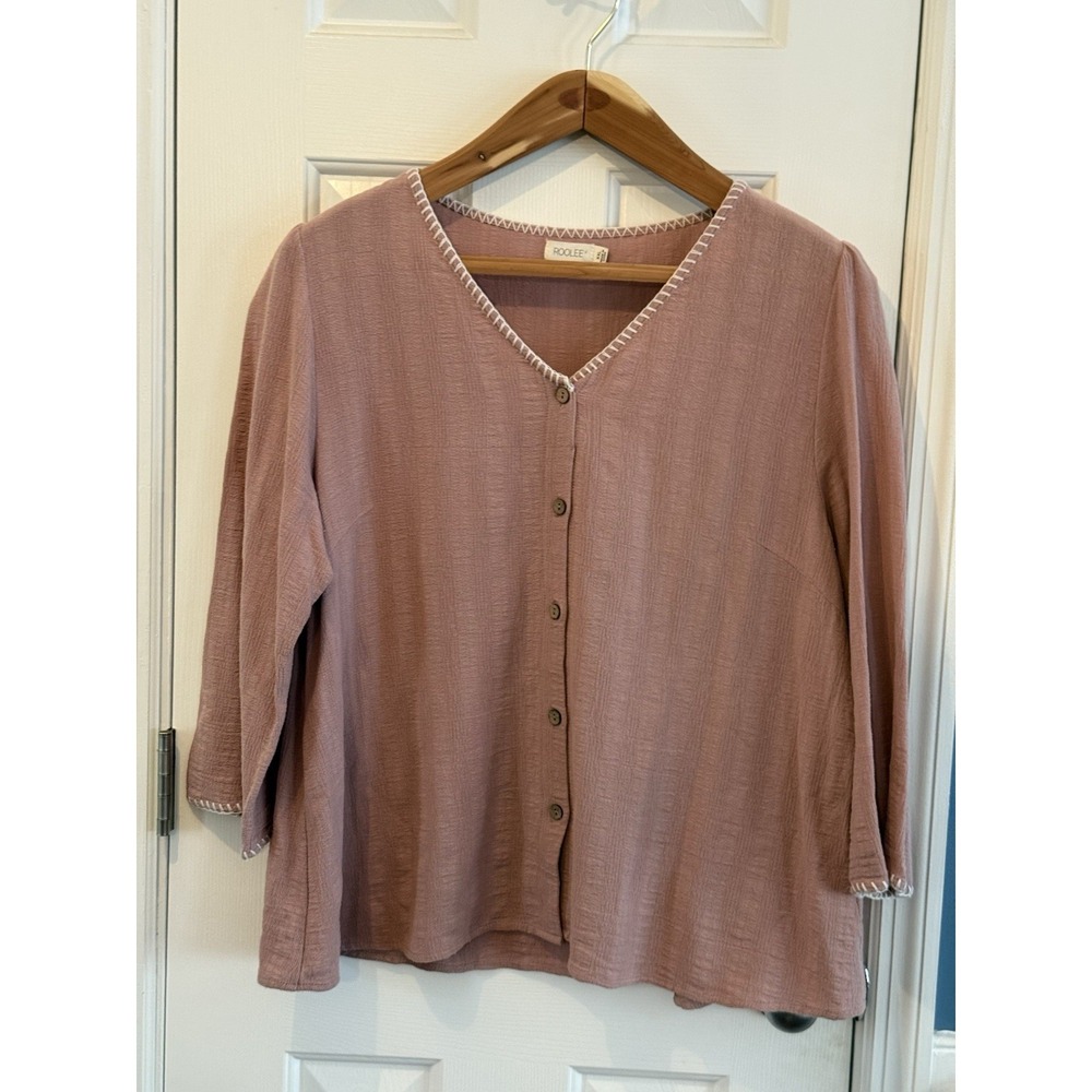 Roolee Pink Boho Girly Lagenlook 100% Cotton XXL Shirt Minimalist Casual Comfy